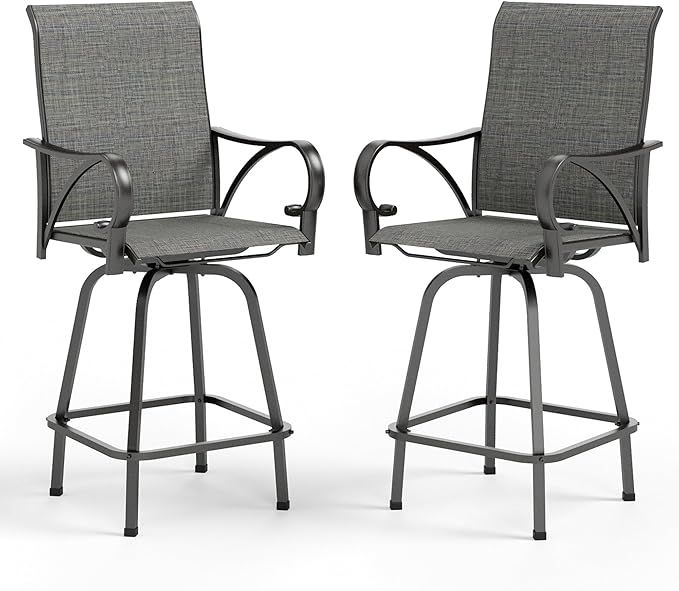 Outdoor Bar Stools Set of 4, Patio Bar Height Sling Chairs