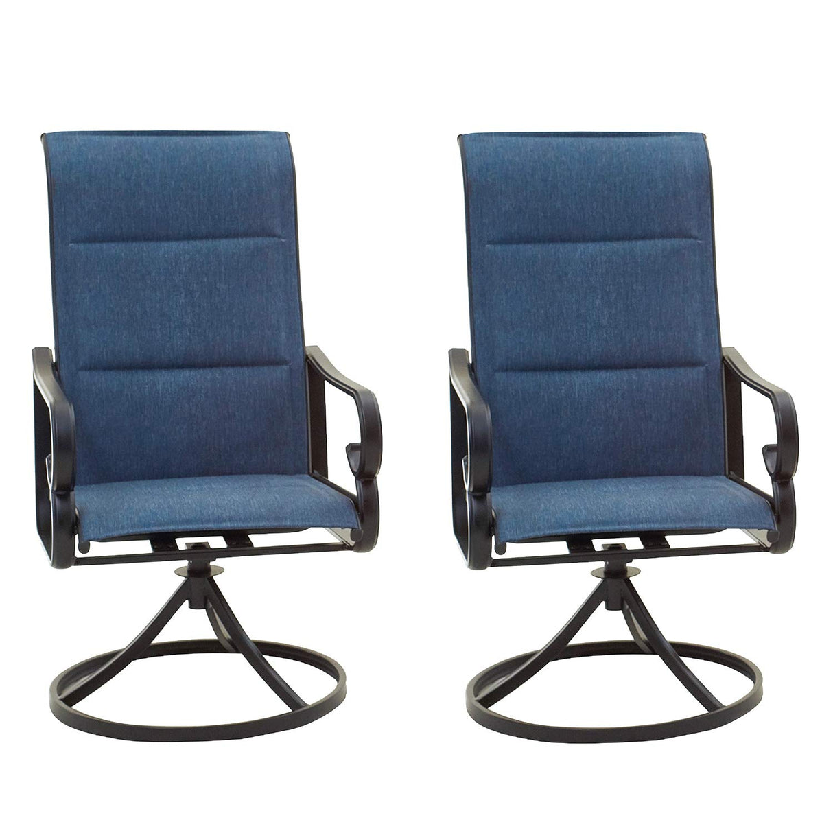 Patio Dining Chairs High Back Outdoor Swivel Rocker Set with All Weather Frame (Blue