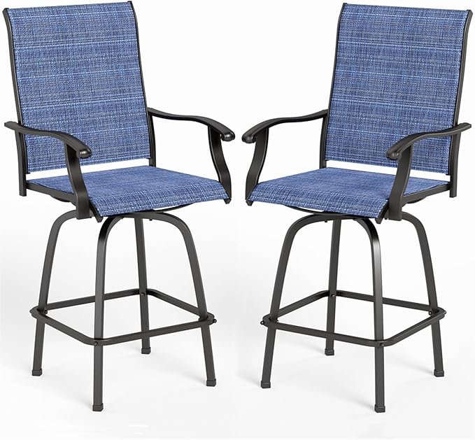 Outdoor Bar Stools Set of 4, Patio Bar Height Sling Chairs