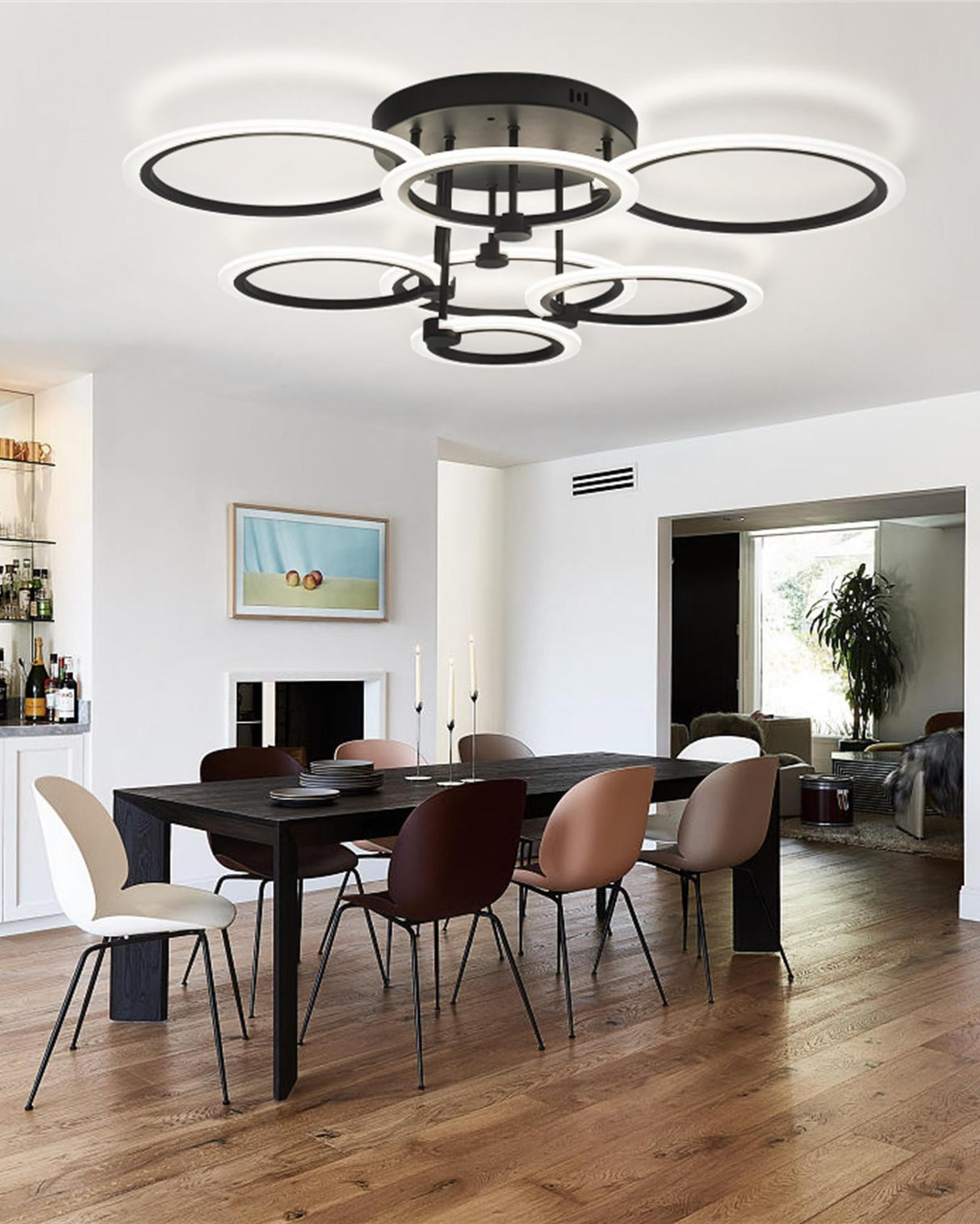 Modern LED Ceiling Light 7 Rings Dimmable Ceiling Light Fixtures
