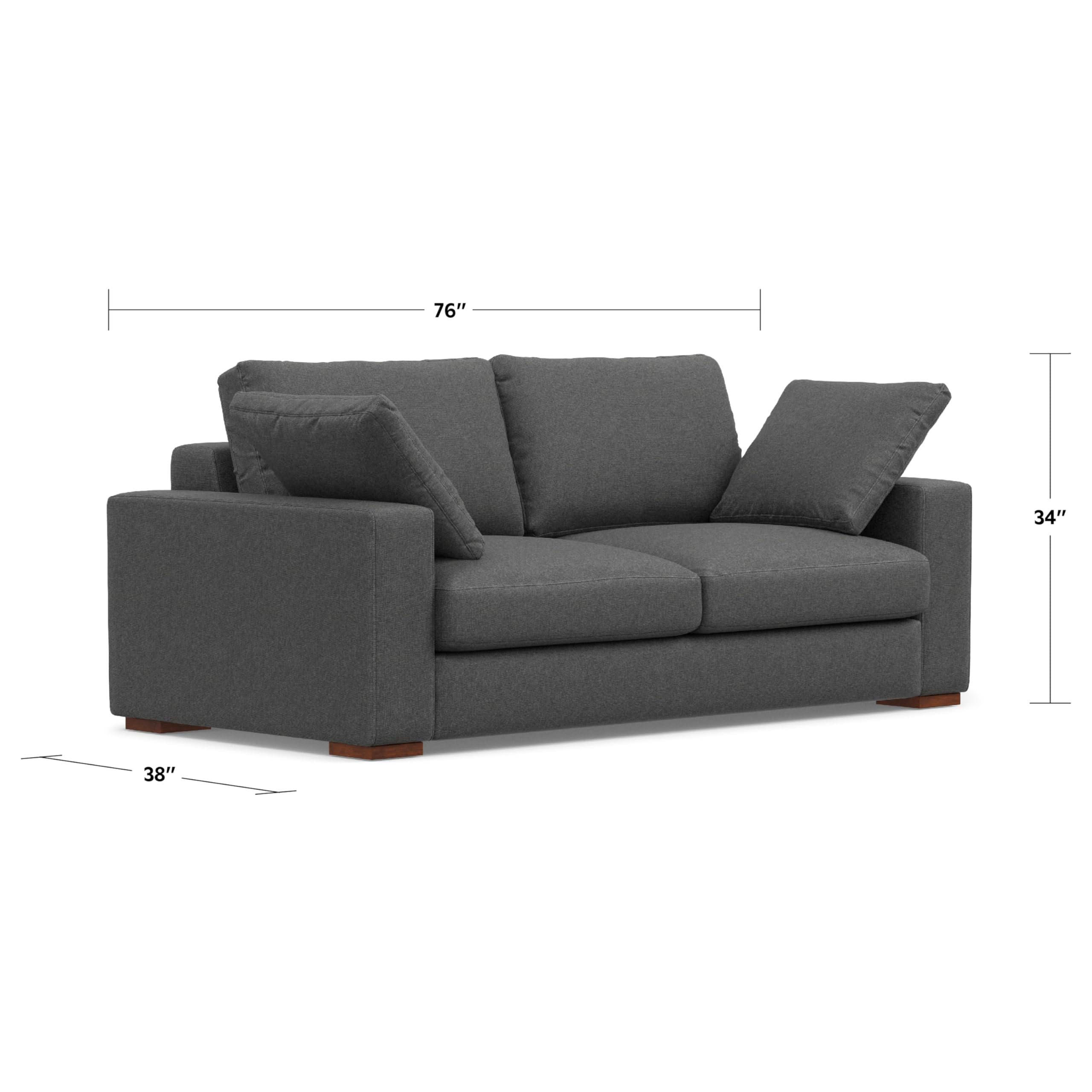 Charlie Sofa in 100% Recycled Polyester Tightly Woven Performance Fabric, Pebble Grey,