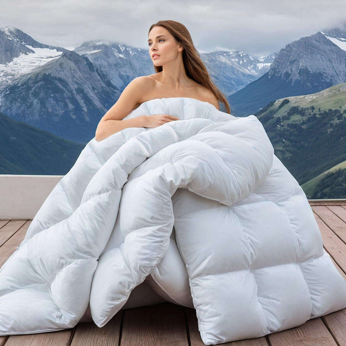 Goose Feather Down California King Comforter 900+ Fill-Power, 1600TC/DM Cotton