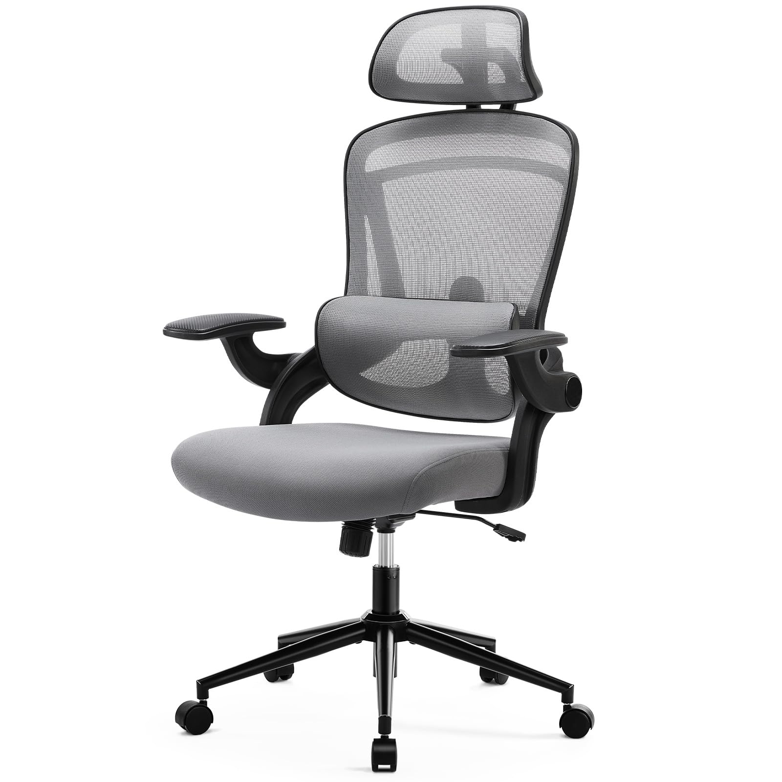 Office Chair, High Back Desk Chair with Adjustable Lumbar Support & Headrest,