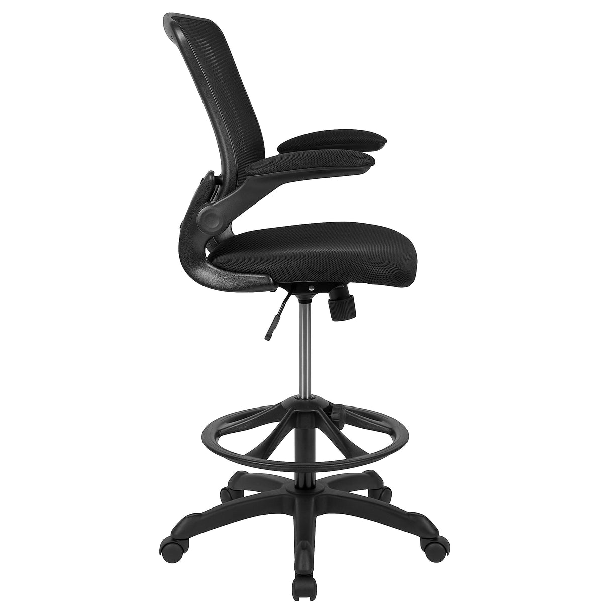 Back Swivel Office Chair with Adjustable Foot Ring, Lumbar Support, and Seat Height,