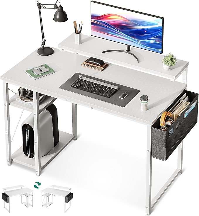 40 inch Small Computer Desk with Adjustable Monitor Stand