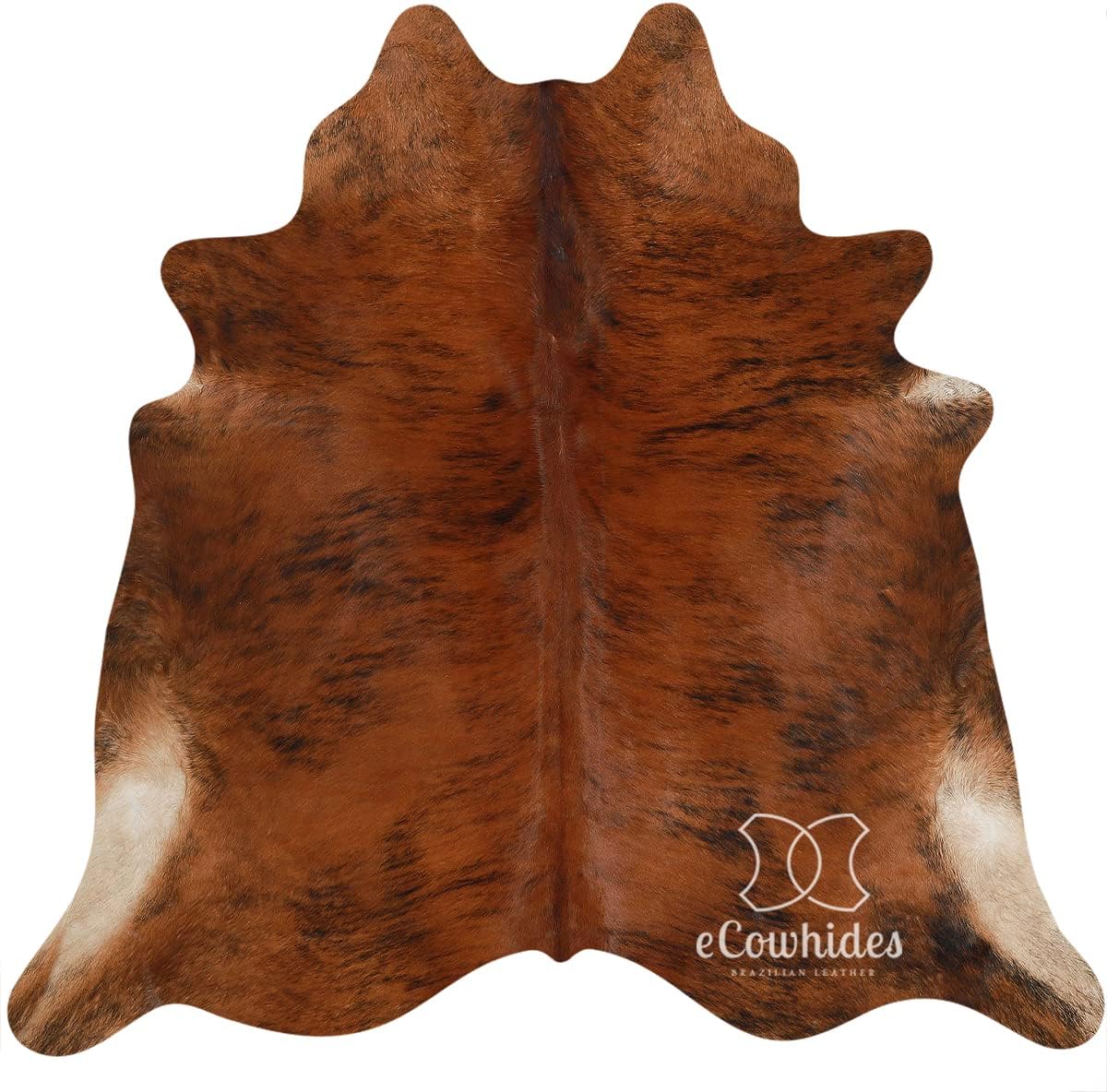 100% Genuine Brazilian Cowhide Rug - Brindle Brown - Luxury Cowskin Leather Area