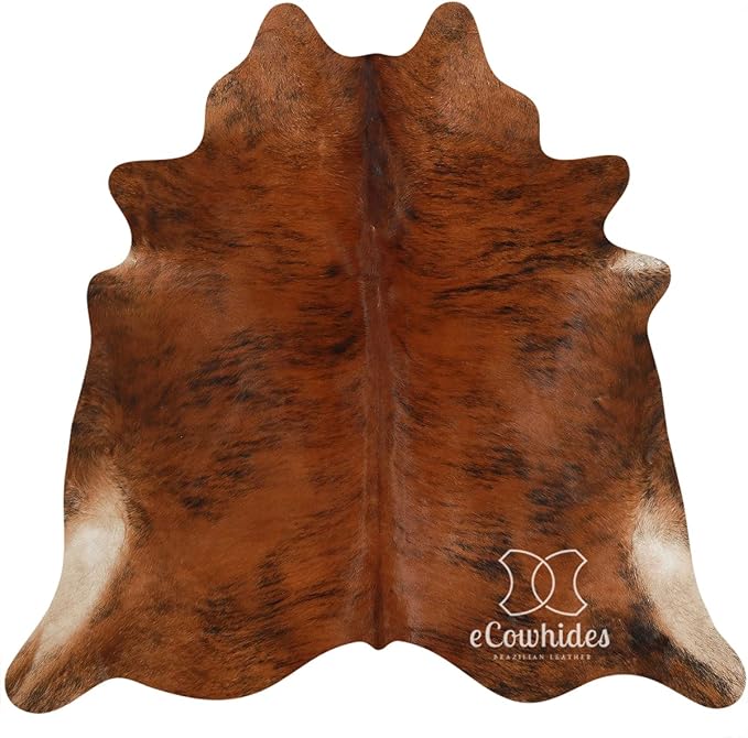 100% Genuine Brazilian Cowhide Rug - Brindle Brown - Luxury Cowskin Leather Area