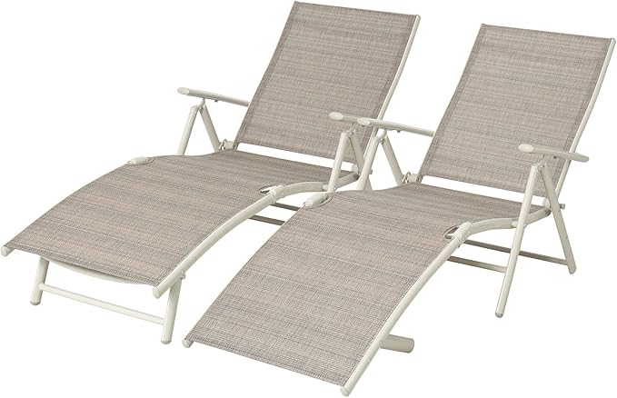 Chairs Outdoor Chaise Lounge Beach Pool Side Folding Recliner Adjustable Lounge