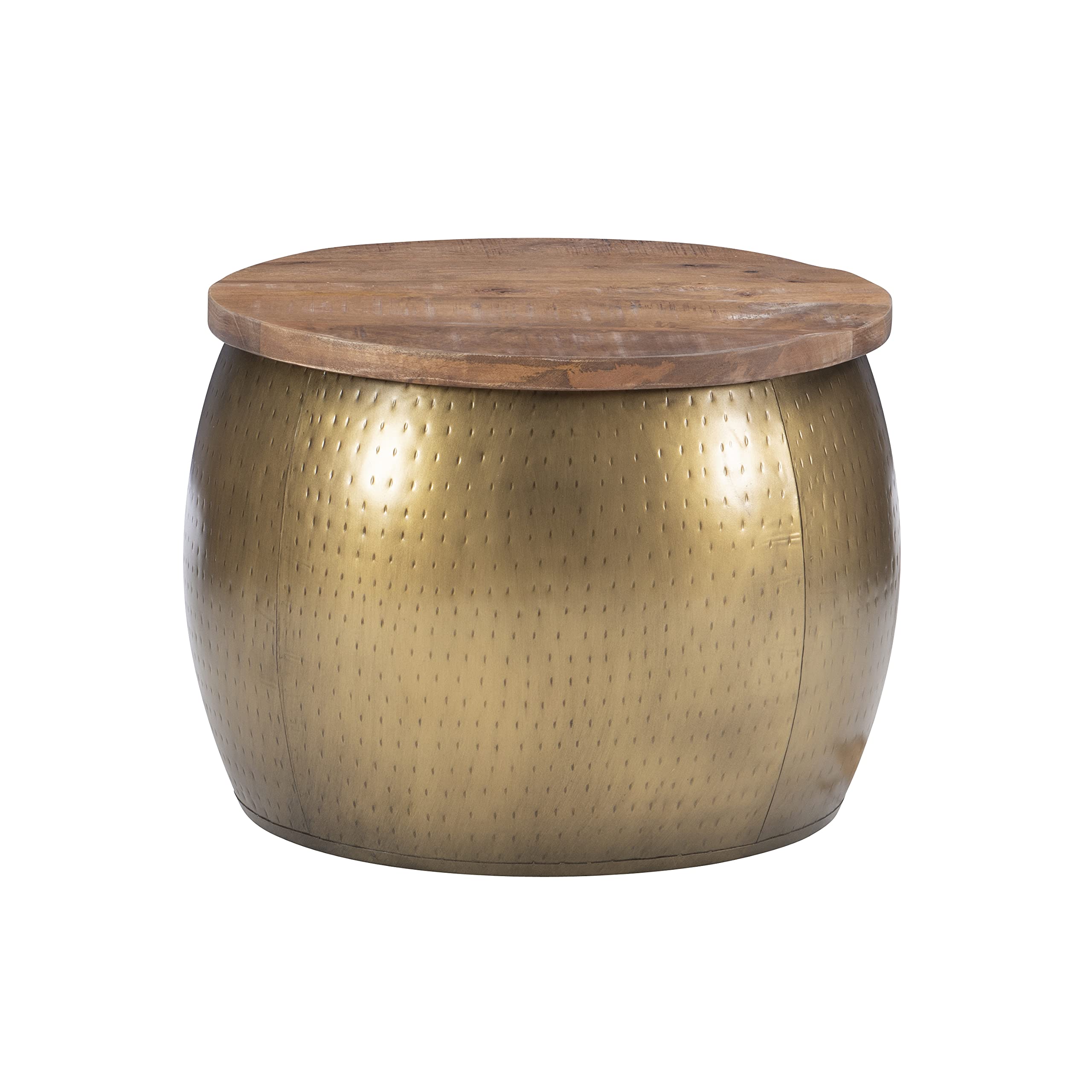 Janice Large Gold Drum Table with Storage