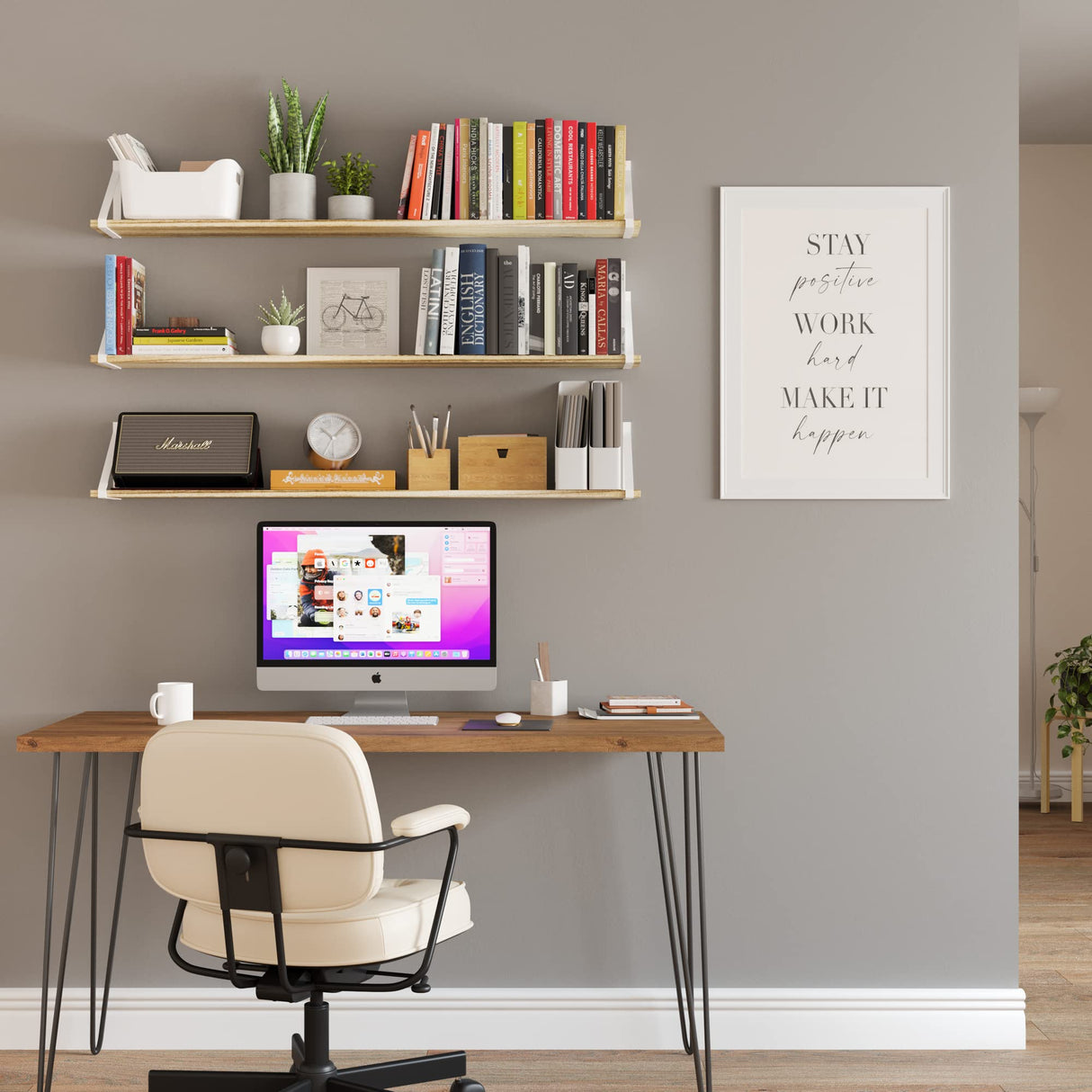 Bora Long Floating Shelves, 48" x 6" Wall Bookshelf Living Room Decor