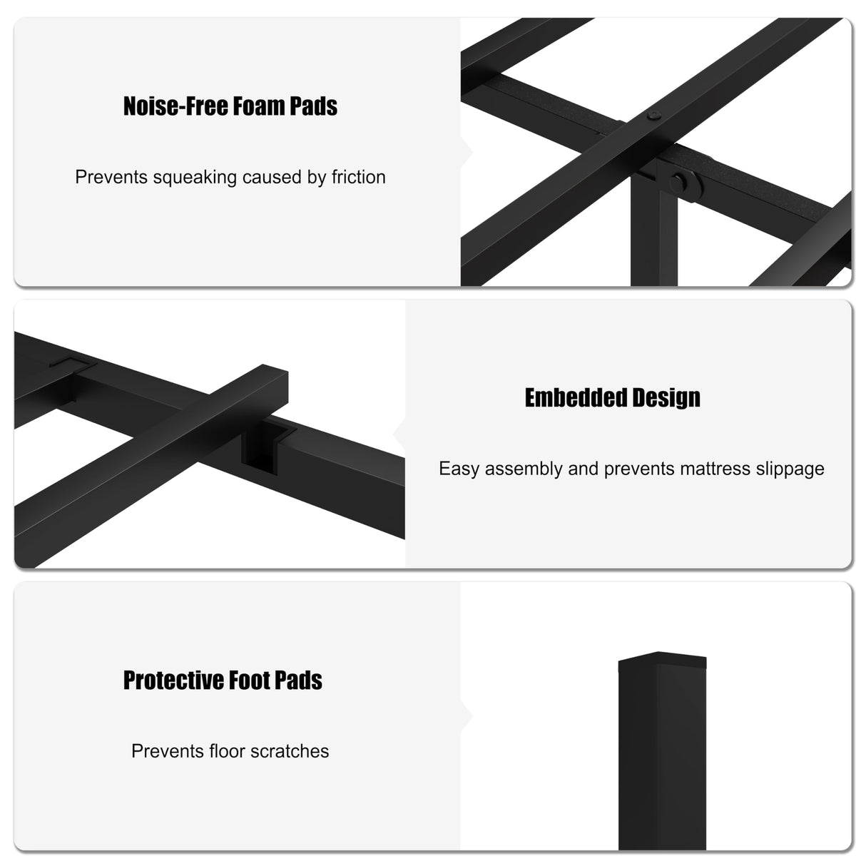 Full Size Metal Platform Bed Frame with LED Headboard