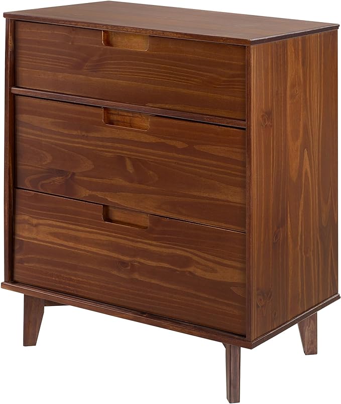 Furniture Pine Wood 3-Dra Groove Handle Vertical Dressete