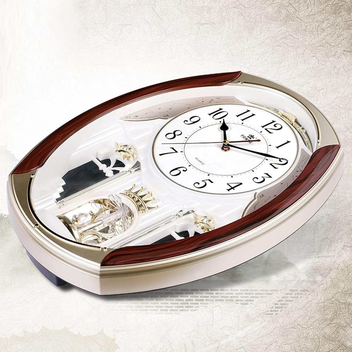 Musical Motion Wall Clock with Rotating Pendulum, Decorative Wall Clock