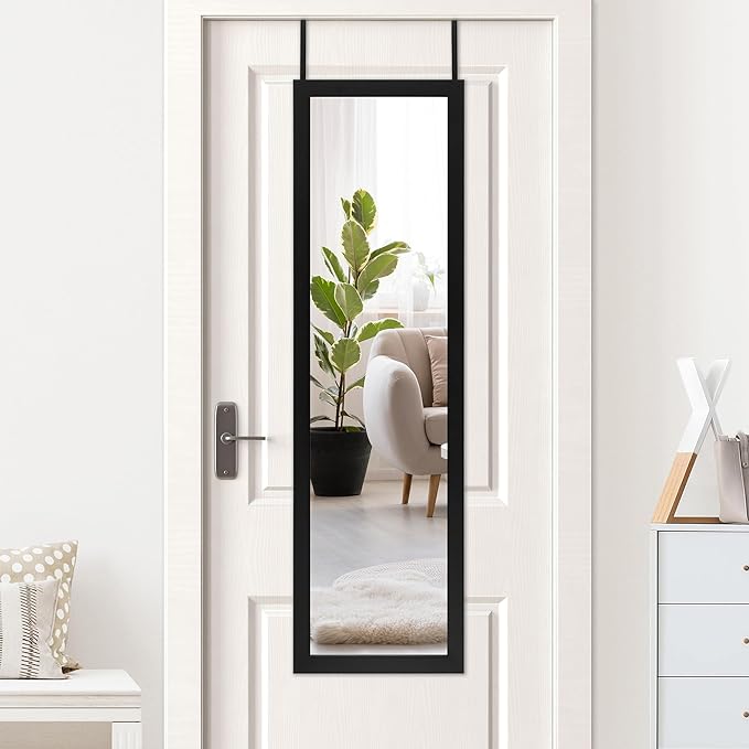 Black Over The Door Mirror - Full Length Hanging Door Mirror