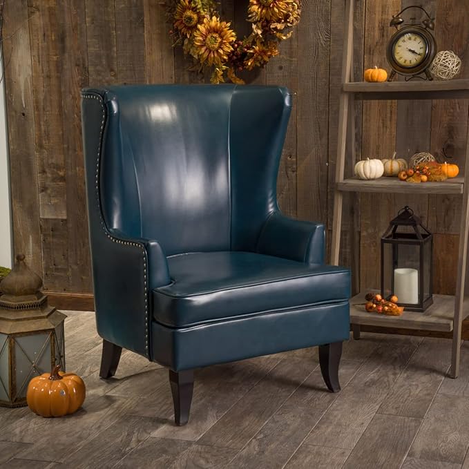 Tall Black Leather Club Chair
