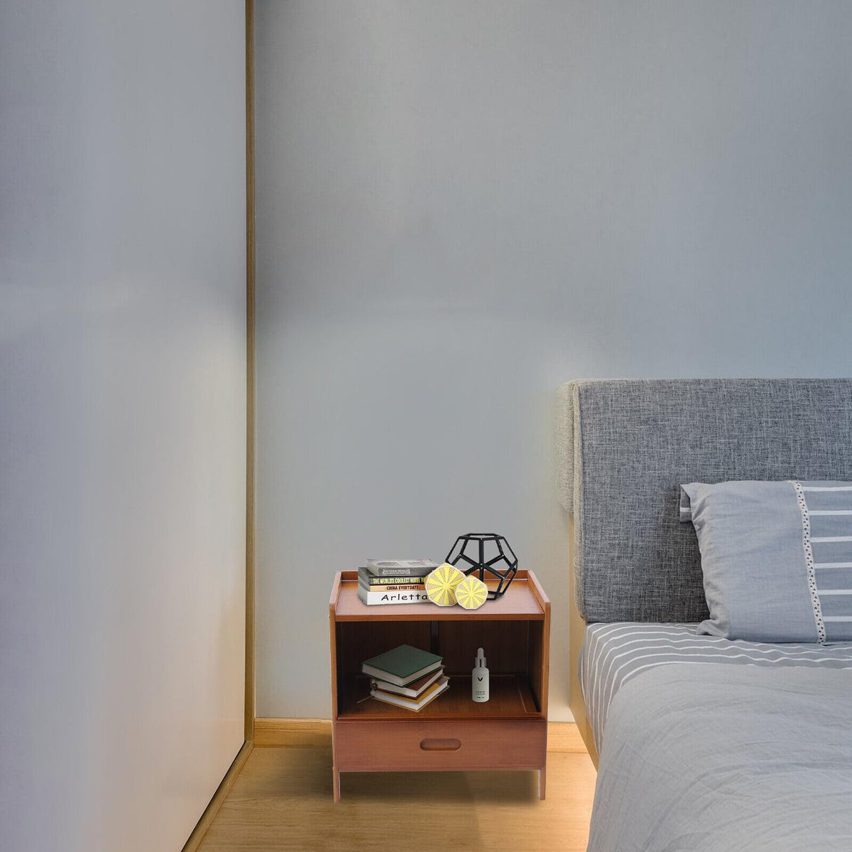 Open Shelf Modern Square End Side Table