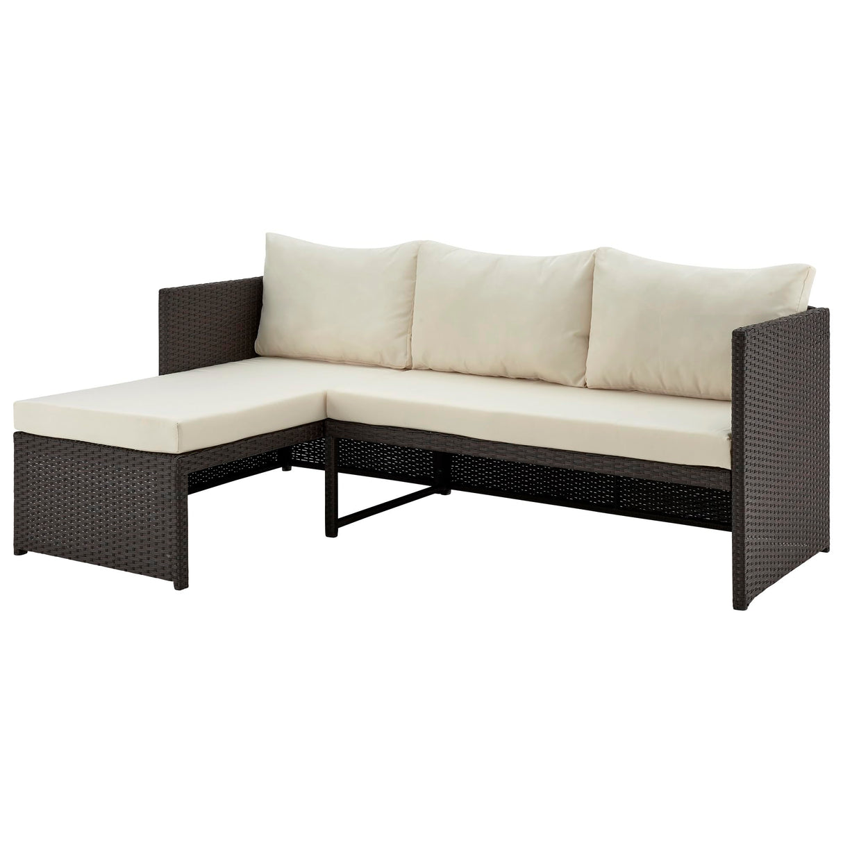 Menton 3-Piece Patio Furniture Set | Chair Lounge and 2-Seater Sofa with Coffee Table