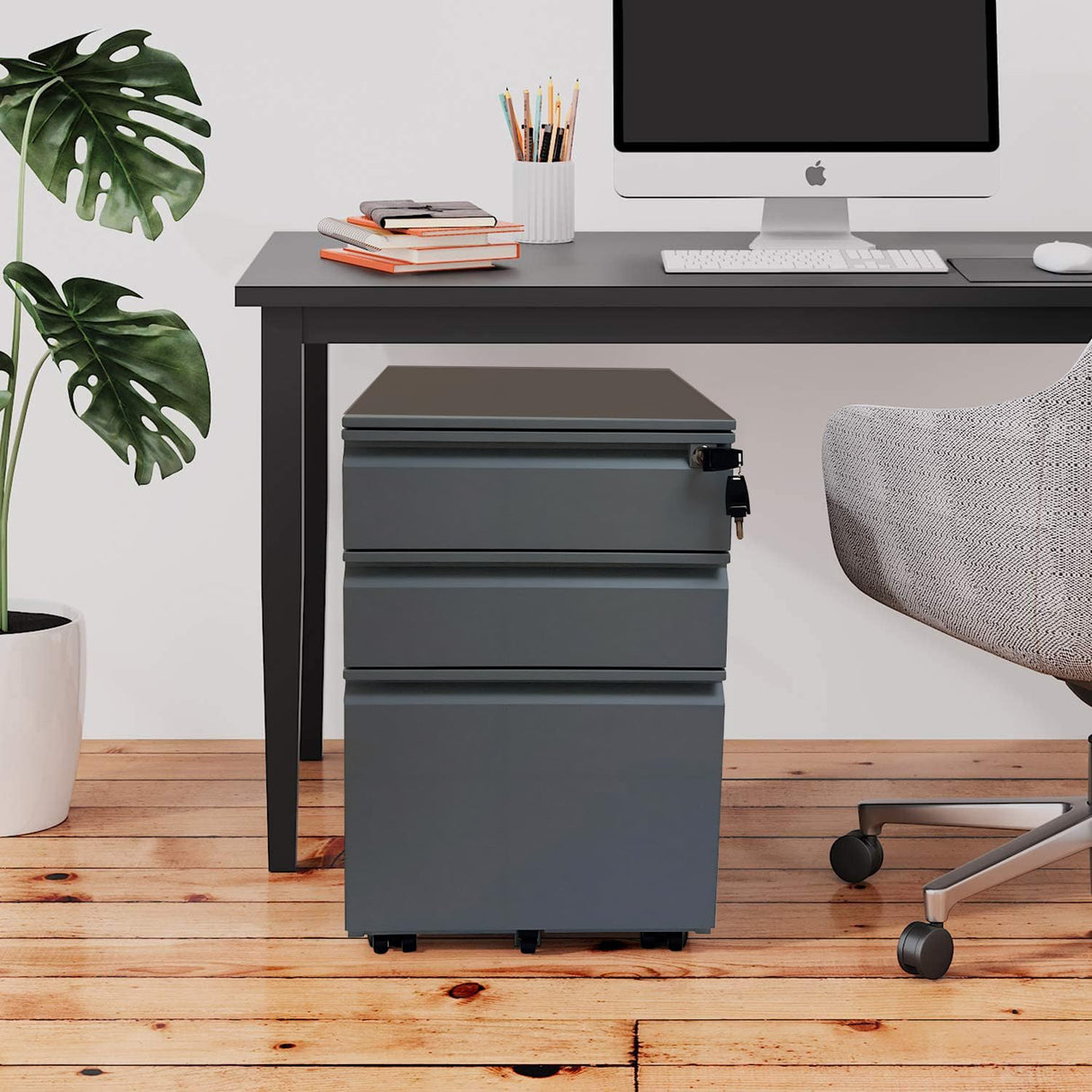 3-Drawer Mobile File Cabinets Rolling ,Vertical Metal Filing Cabinet