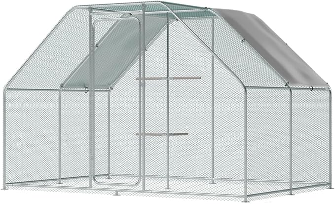 FeatherFort XL Walk-In Metal Chicken Coop with Waterproof PE Cover