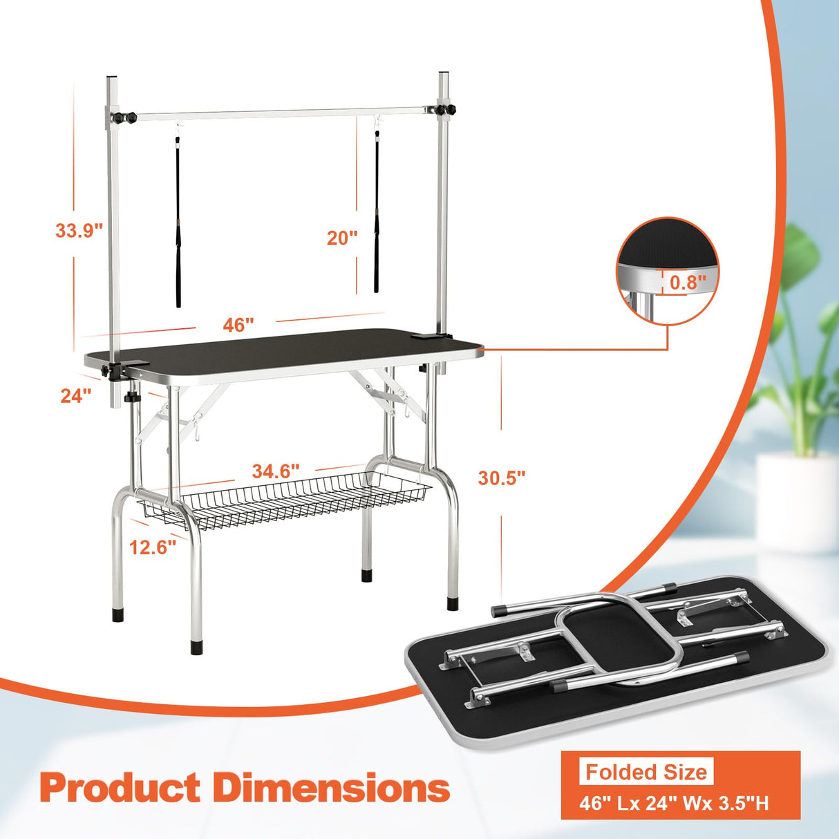 46" Foldable Dog Grooming Table for Large Dogs - Professional Home Grooming Station