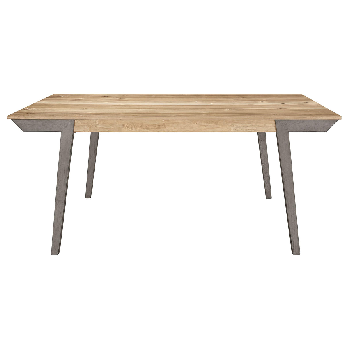 Nogales Rectangular Wood Dining Table - 71 Inch Acacia Brown Top with Coastal Gray Flared Legs