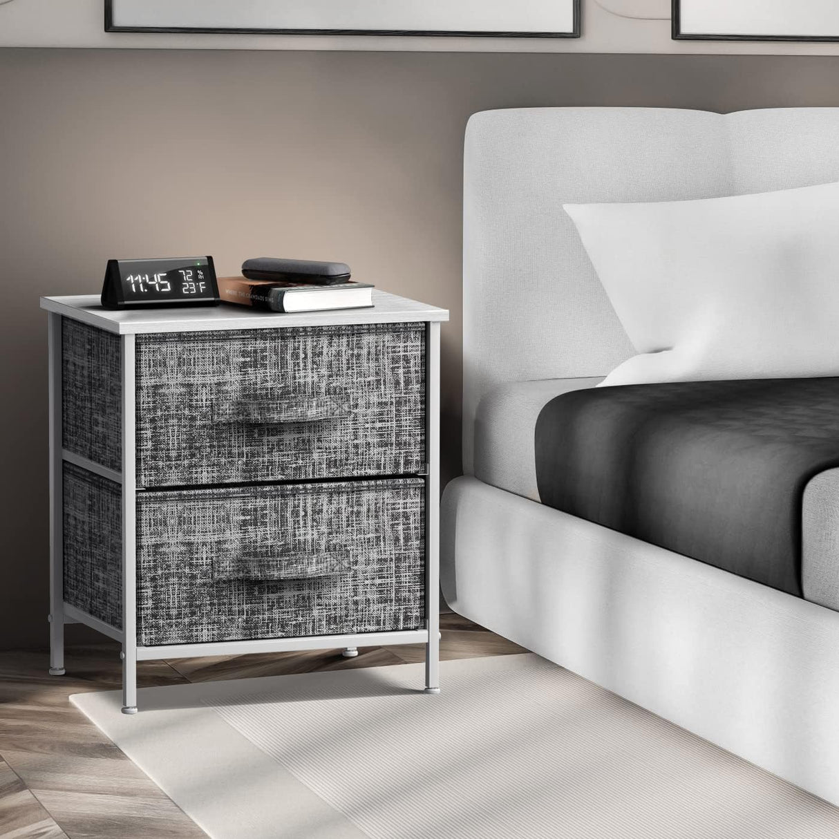 Nightstand with 2 Drawers - Bedside Furniture End Table Night Stand