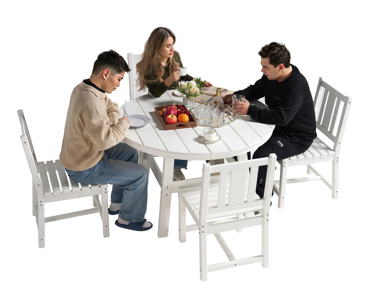 5 Piece HDPE Outdoor Dining Tables and Chairs, All-Weather Patio Outdoor Furniture