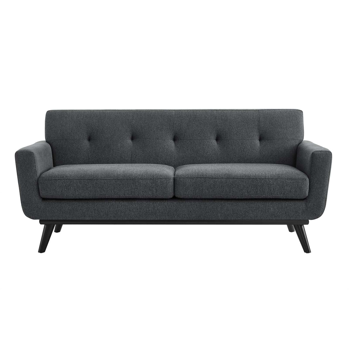 Engage Herringbone Fabric Loveseat, Charcoal