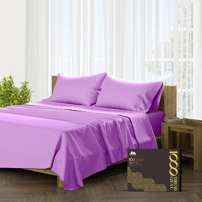 100% Pure Egyptian Cotton Sheets Queen Size - 1000 High Thread Count Sheets