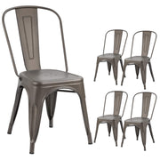 Metal Indoor-Outdoor Chairs Distressed Style Kitchen Dining Chairs Stackable Side