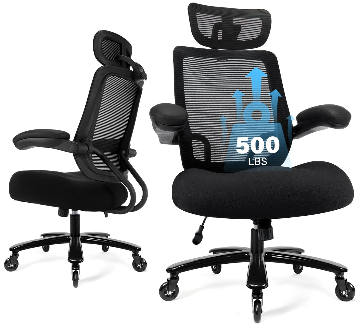 Big and Tall Office Chair with Flip-up Armrest, Executive Chair
