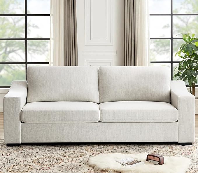 Oversized 85" Deep Seat Sofa, Modern Sofa Couches for Living Room, 3 Seater Natural