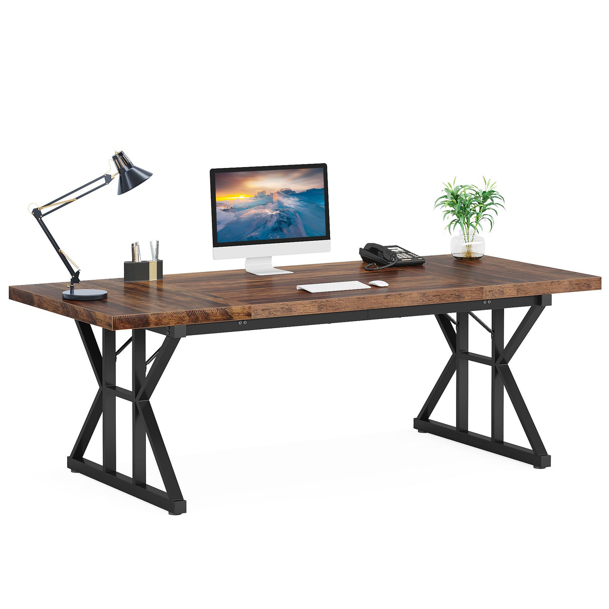 70.8-Inch Executive Desk, Large Computer Office Desk Workstation