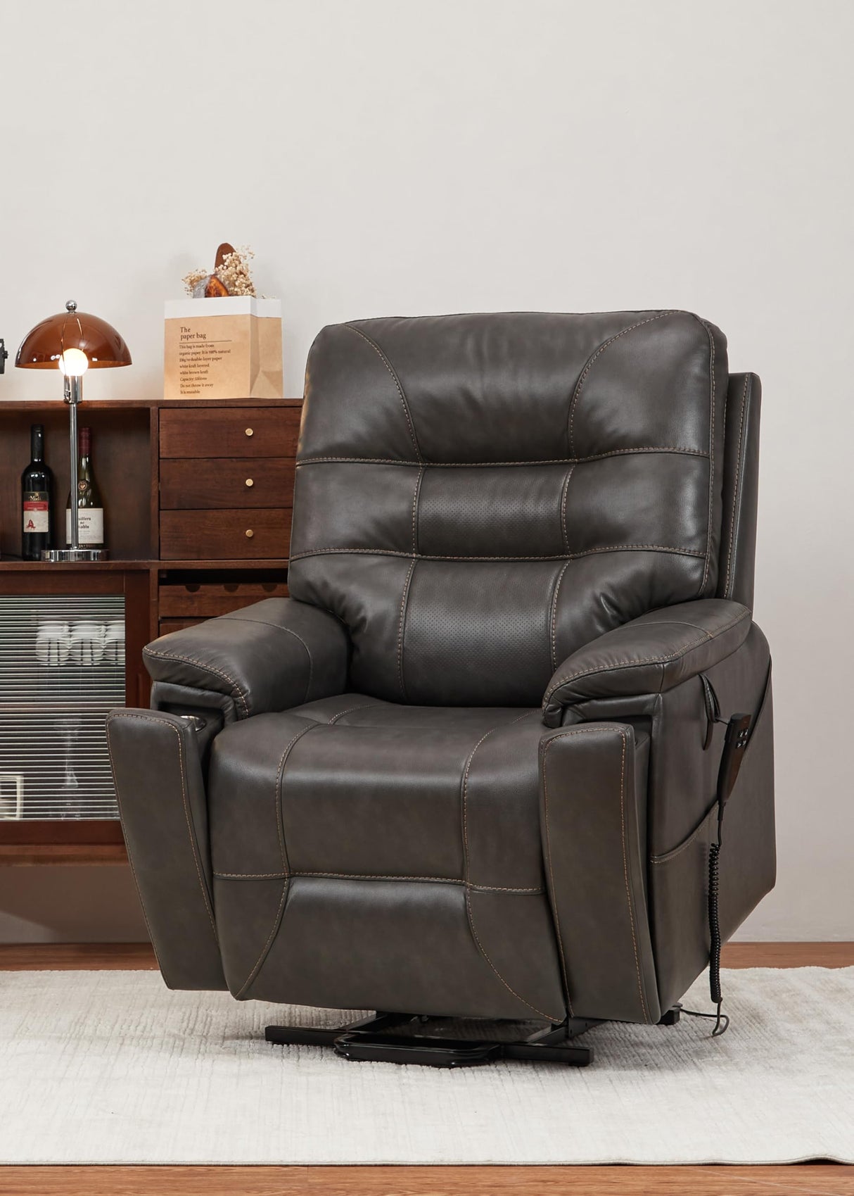 Irene MaxComfort Dual Motor Power Lift Recliner – XL Size, Faux Leather