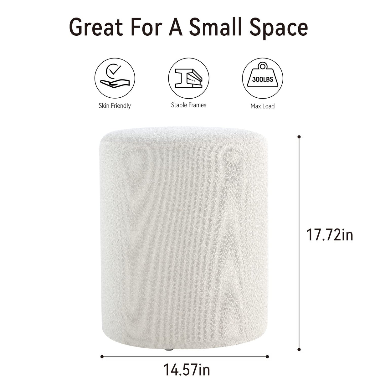 Modern Round Ottoman with Soft Padded Seat, Multifunctional Vanity Chairs for Makeup