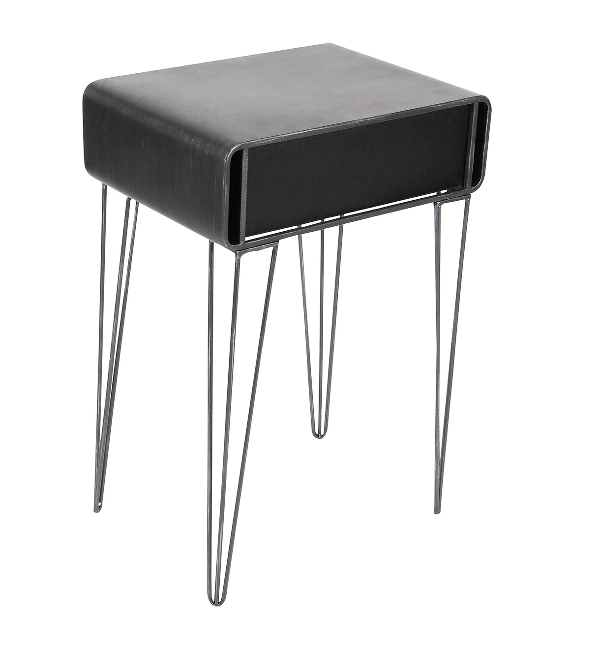 Metal Side End Accent Table Single Drawer End Table, Side Table 17" x 12" x 26", Black