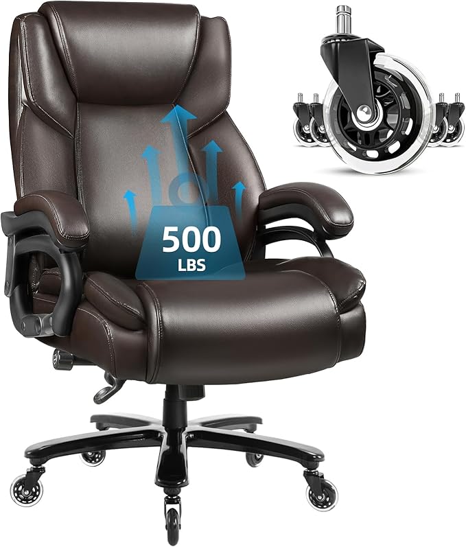500lbs Heavy Duty Office Chair for Low Back Pain Relief, Big and Tall Office Chair with Ergonomic Lumbar Support