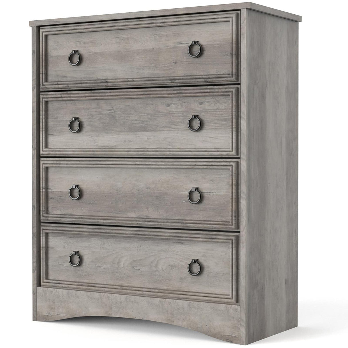 Tall Grey Dresser for Bedroom, 4 Drawer Wood Dresser