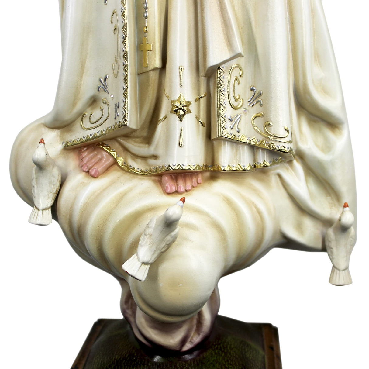 Hand Painted Our Lady of Fatima Statue Religious Figurine Virgin Mary Made in Portugal (Beige, 29.5 Inch)