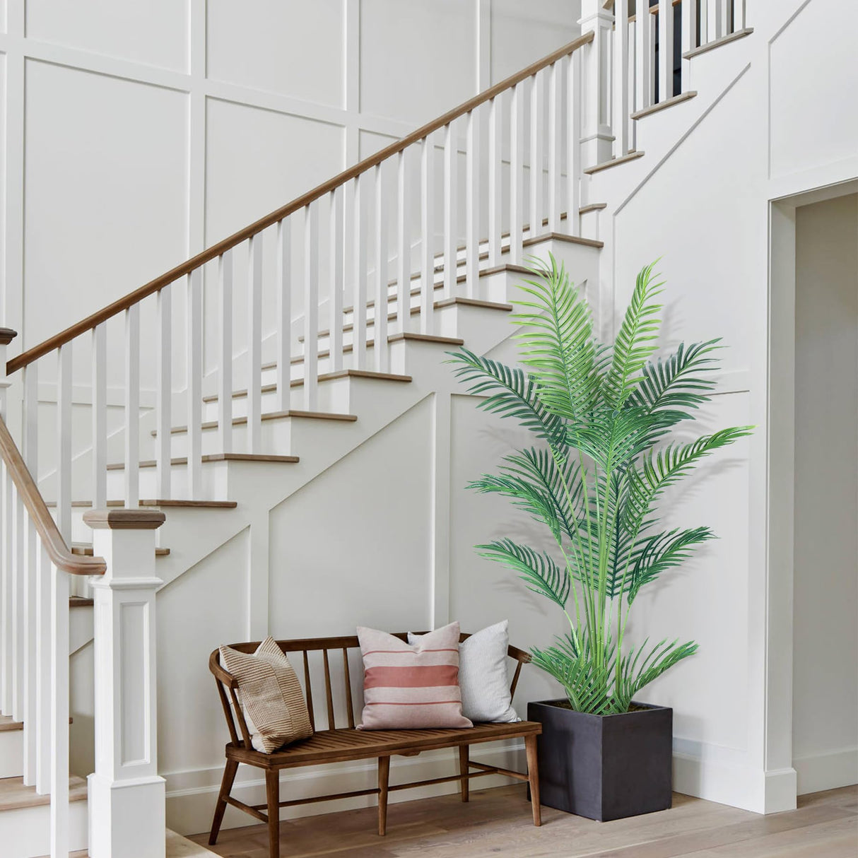 4.5FT Artificial Palm Tree,Faux Areca Palm Plant with Real Touch Leaves and Adjustable