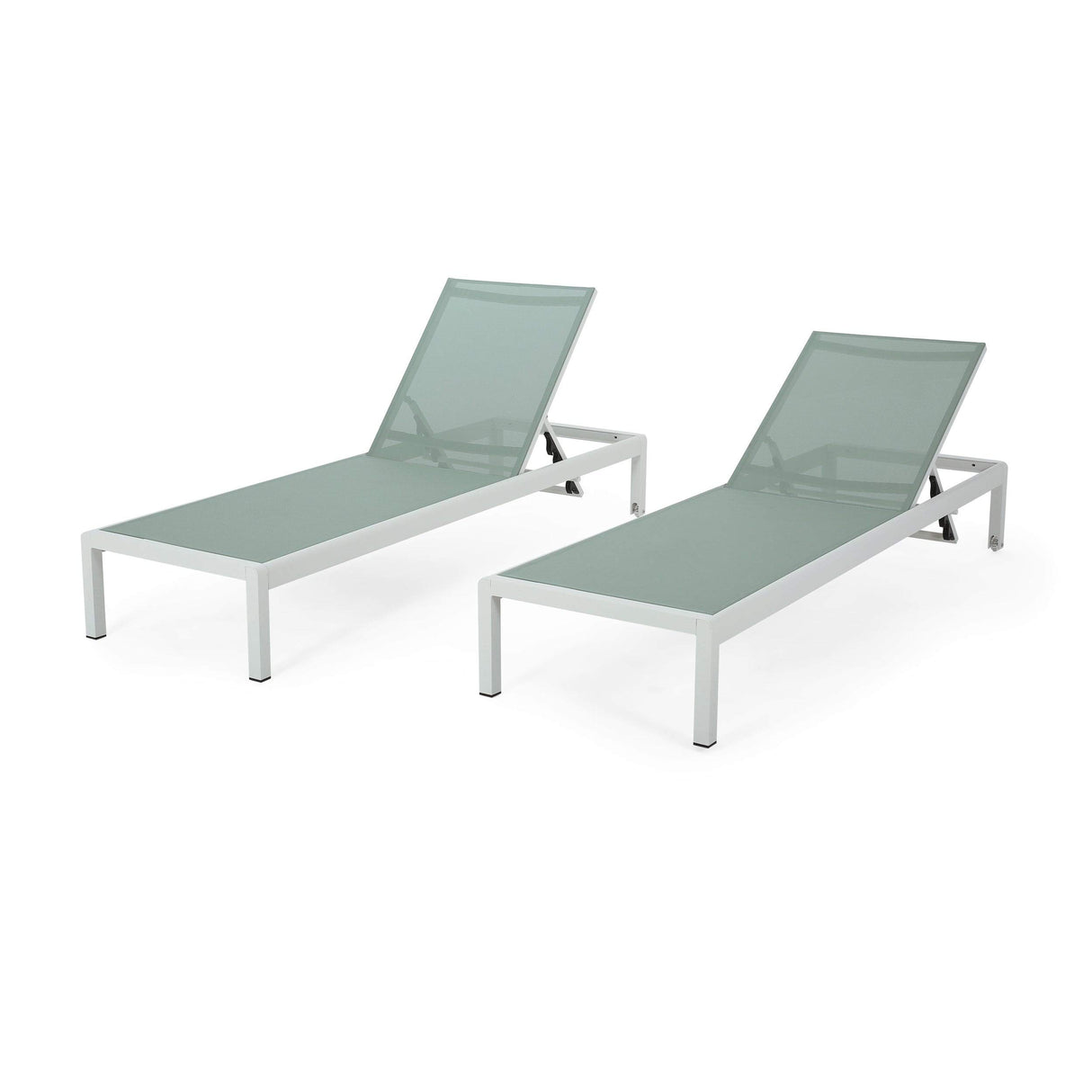 Vicky Coral Outdoor Chaise Lounges (Set of 2), Blue and White