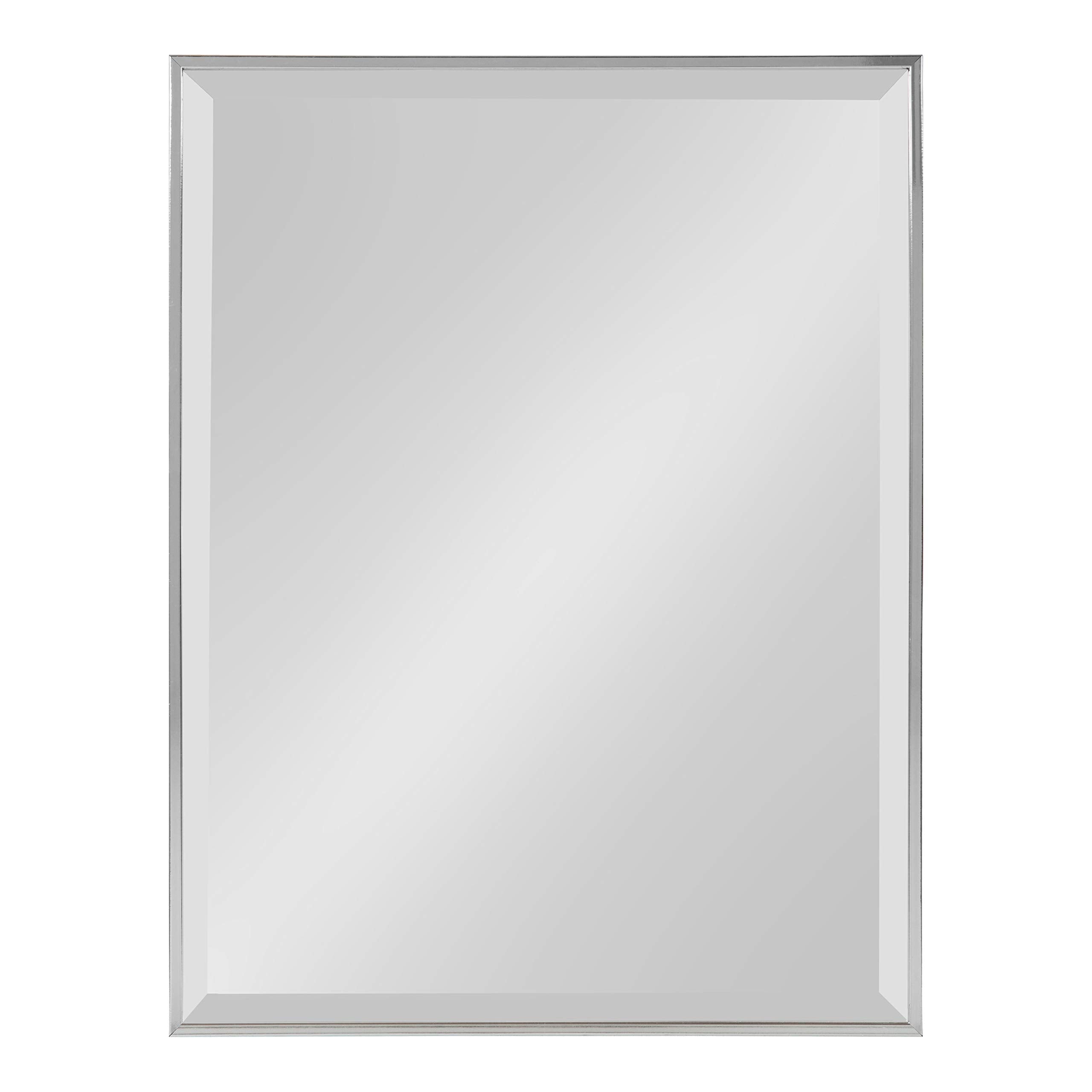 Framed Decorative Rectangle Wall Mirror, 18.75x24.75 Chrome Silver