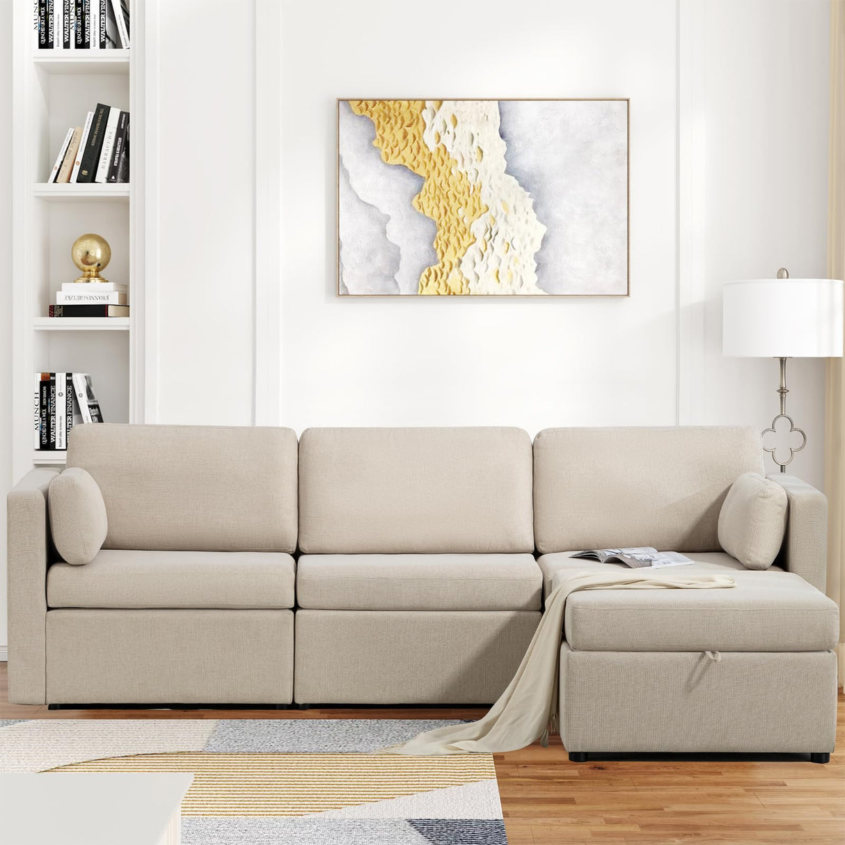 Oversized Modular Sectional Sofa, Convertible L Shaped Couch with Storage Ottoman