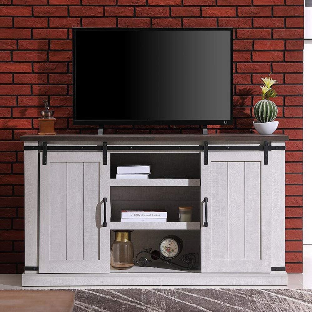 Modern Farmhouse Wood TV Stand for TVs up to 60 Inch, Home Living Room Storage