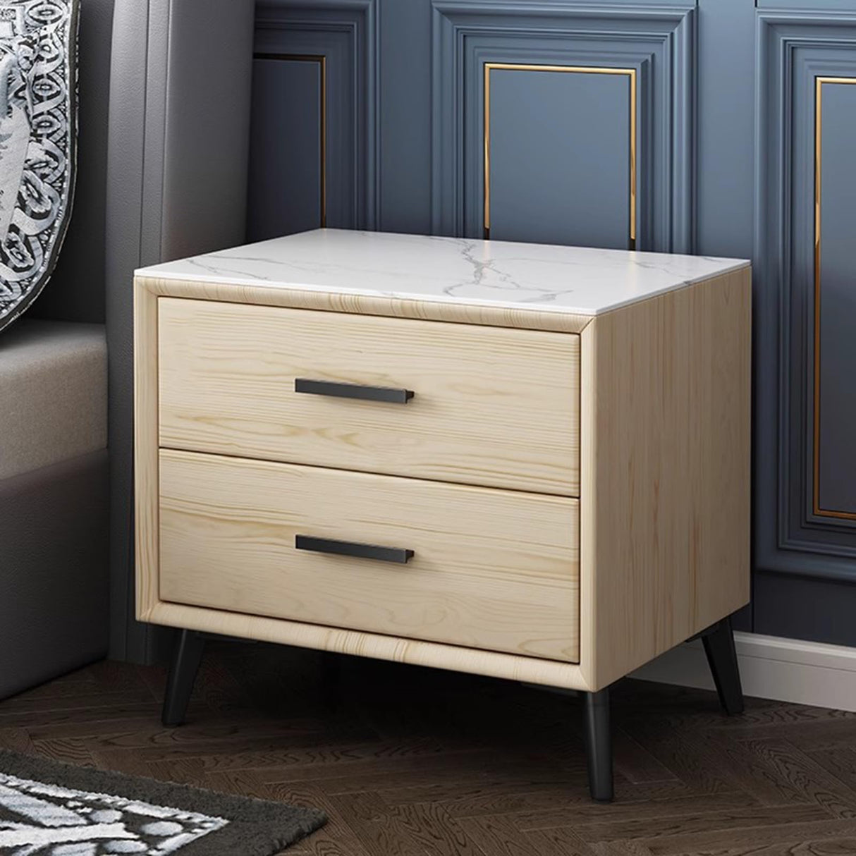 Leather Bedroom Bedside Cabinet, Rock Board Storage Cabinet