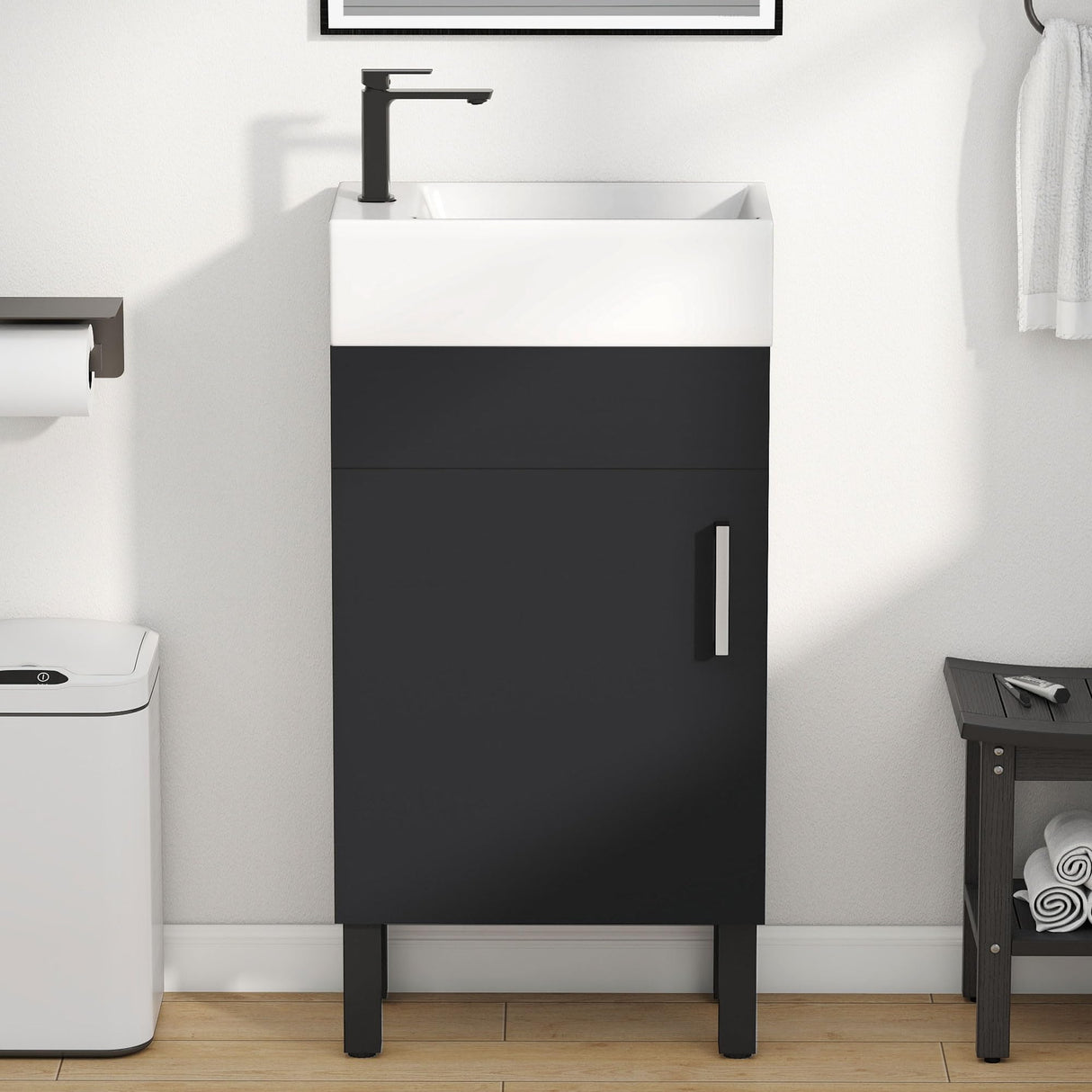 16 Inch Bathroom Vanity with Sink, Bathroom Cabinet Vanity for Small Space