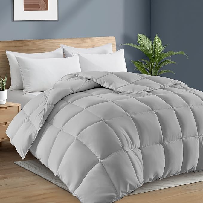 King Size Down Comforter - All Season Ultra Soft Goose Down & Feather Fiber Fill