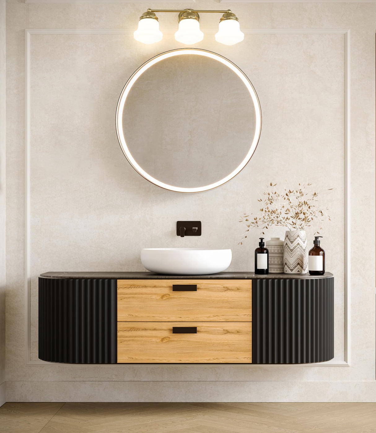 735-3V-BN Vaughn Vanity, 3-Light 180 Total Watts, Brushed Nickel