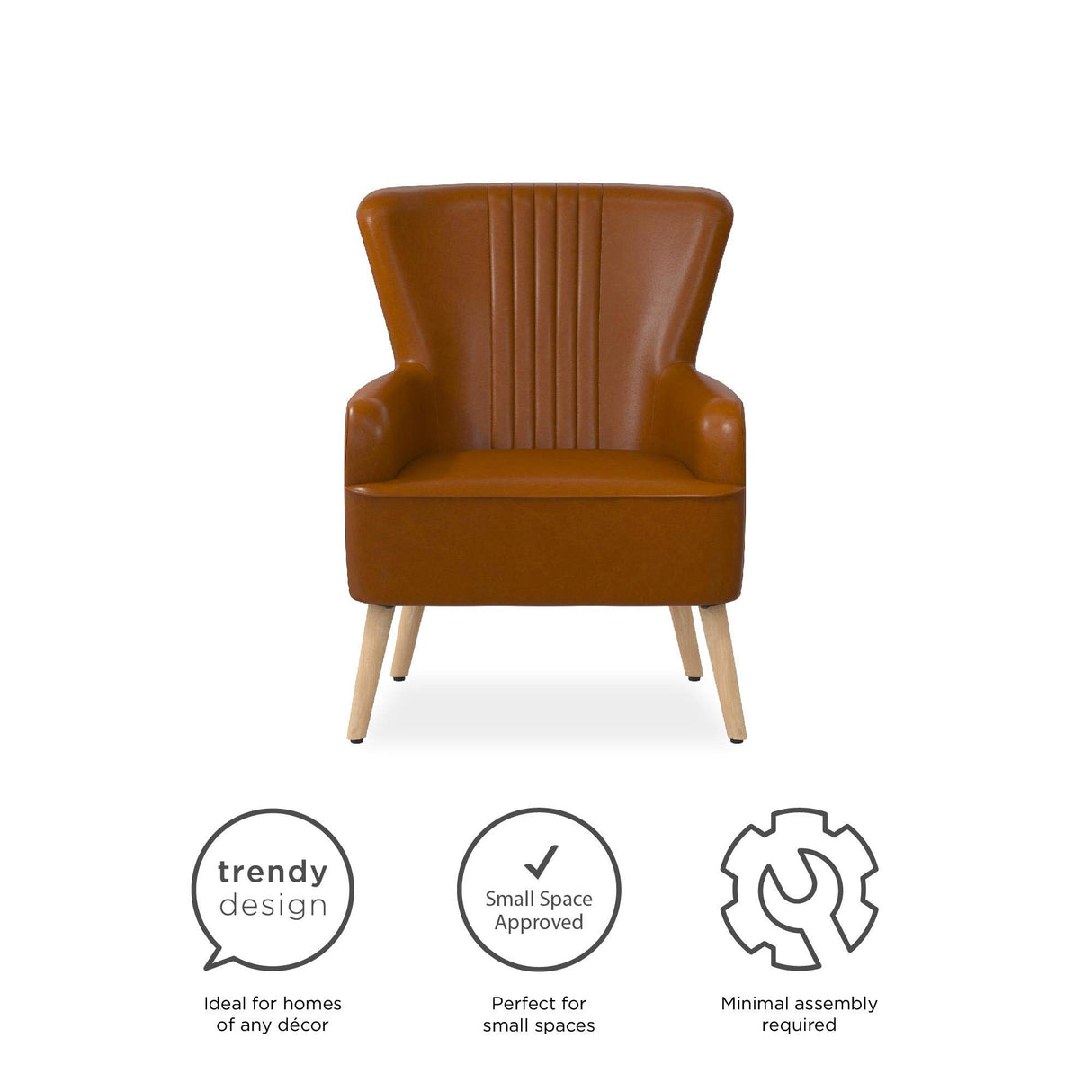 Camel Faux Leather Accent Chair