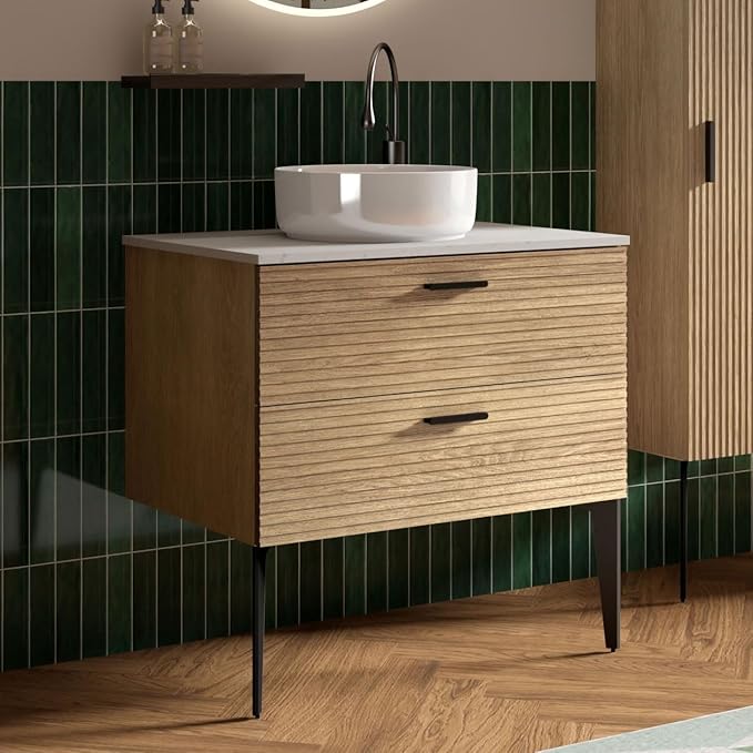 36 Inch Bathroom Vanity with Sink, Modern Striped Bathroom Cabinet